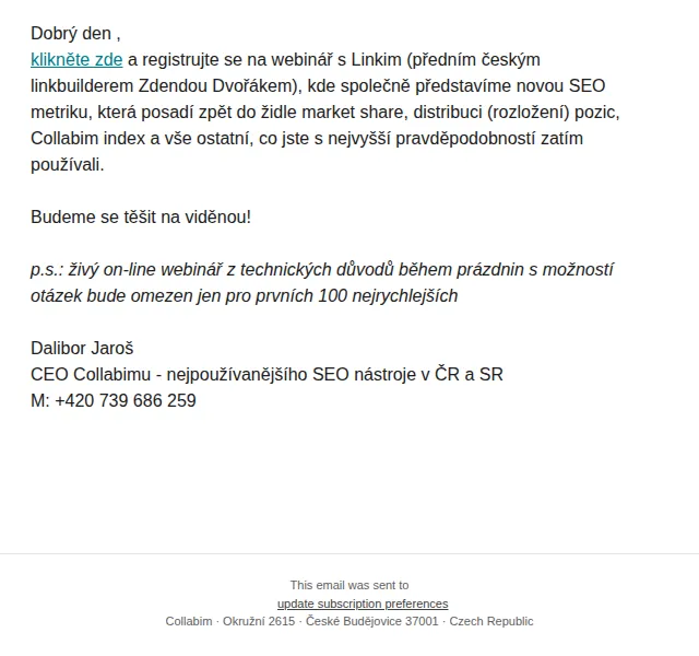 Collabim: Nová SEO metrika MARKET dominátor – červen 2026 | Nuslet.cz