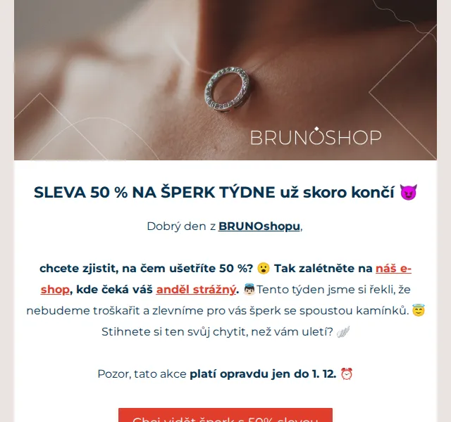 BRUNOshop: 50% sleva na přívěsek ANDÍLEK – červen 2026 | Nuslet.cz