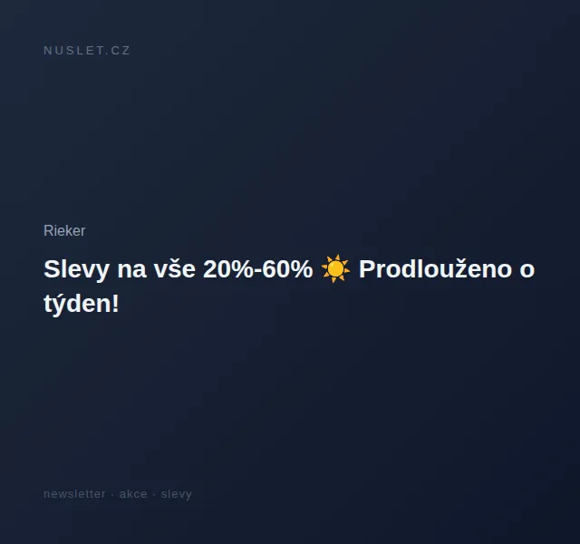 Rieker: Slevy 20%-60% na obuv a doplňky – červen 2026 | Nuslet.cz