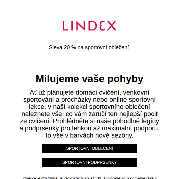 Lindex: Sleva 20 % na sportovní oblečení – červen 2026 | Nuslet.cz