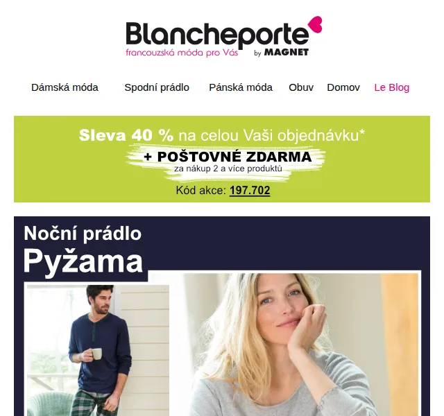 Blancheporte: -40 % na pyžama – červen 2026 | Nuslet.cz