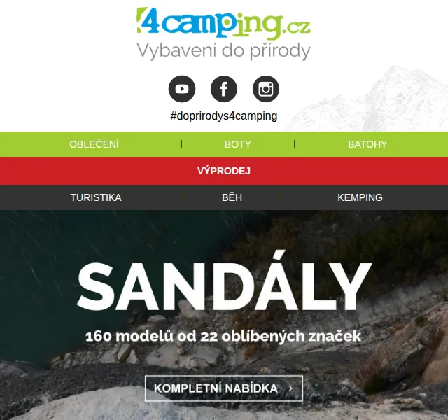 4camping.cz: 160 modelů sandálů od 22 značek – červen 2026 | Nuslet.cz