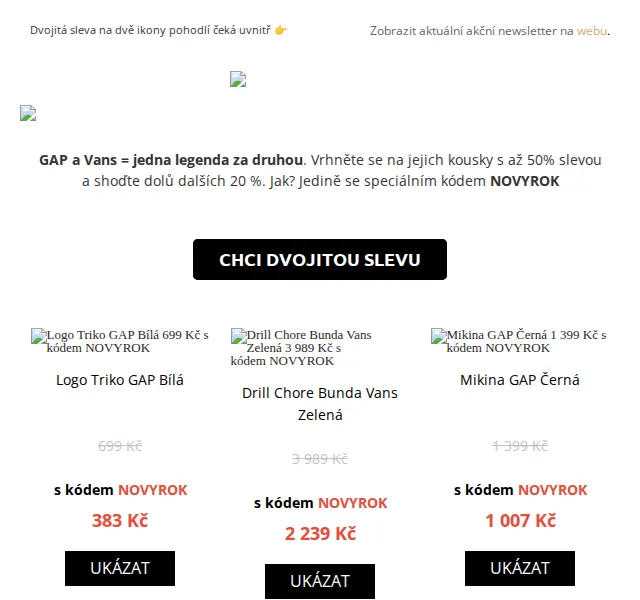 UrbanStore: GAP & Vans sleva až 50 % + 20% extra – červen 2026 | Nuslet.cz