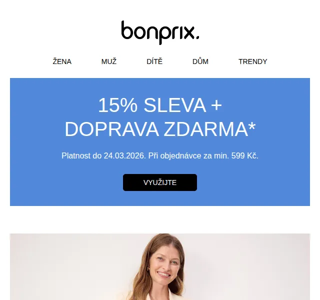 Bonprix: 15% sleva + doprava zdarma – březen 2026 | Nuslet.cz