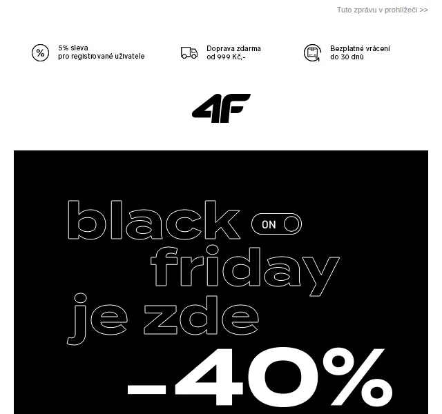 4Fstore: Black Friday 40% sleva na vše – listopad 2021 | Nuslet.cz