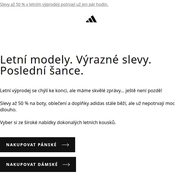 Adidas: slevy až 50 % v letním výprodeji – červenec 2026 | Nuslet.cz