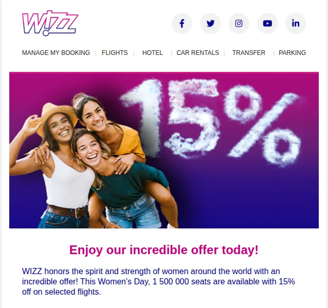 Wizz Air: 1 500 000 míst s 15% slevou – červen 2026 | Nuslet.cz