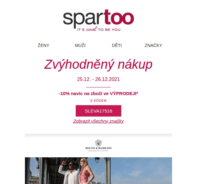 Spartoo: -50 % na Melvin & Hamilton a další – červen 2026 | Nuslet.cz