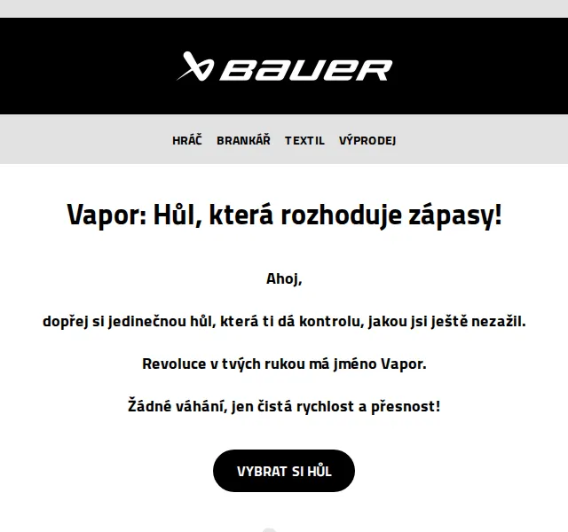 Bauer Hockey Česko: Hůl Vapor od 2 899 Kč – červenec 2026 | Nuslet.cz