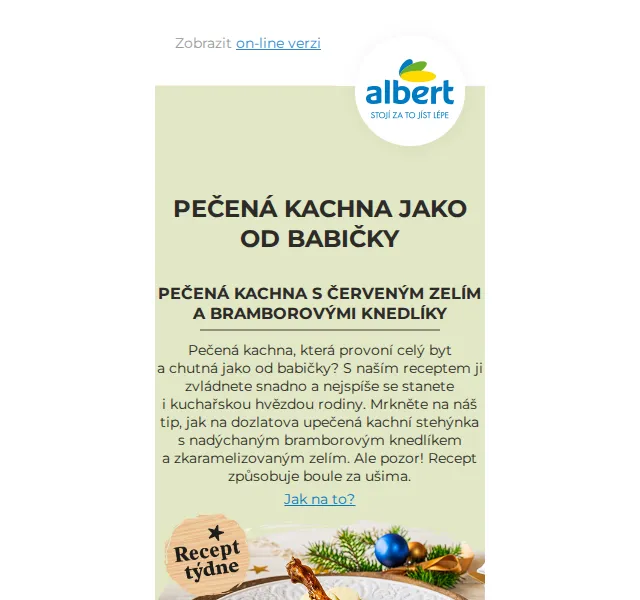 Albert: Pečená kachna se slevou – červen 2026 | Nuslet.cz