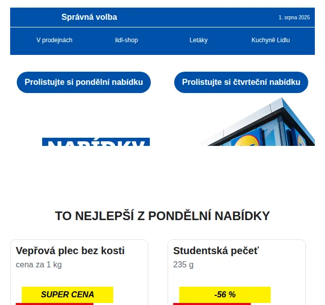 Lidl: akční nabídka na další týden – srpen 2025 | Nuslet.cz