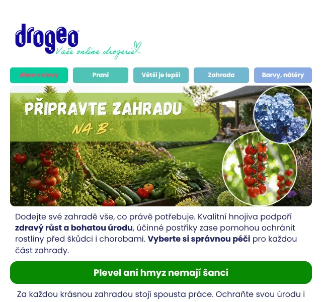 Drogeo: Hnojiva a postřiky na zahradu – srpen 2026 | Nuslet.cz