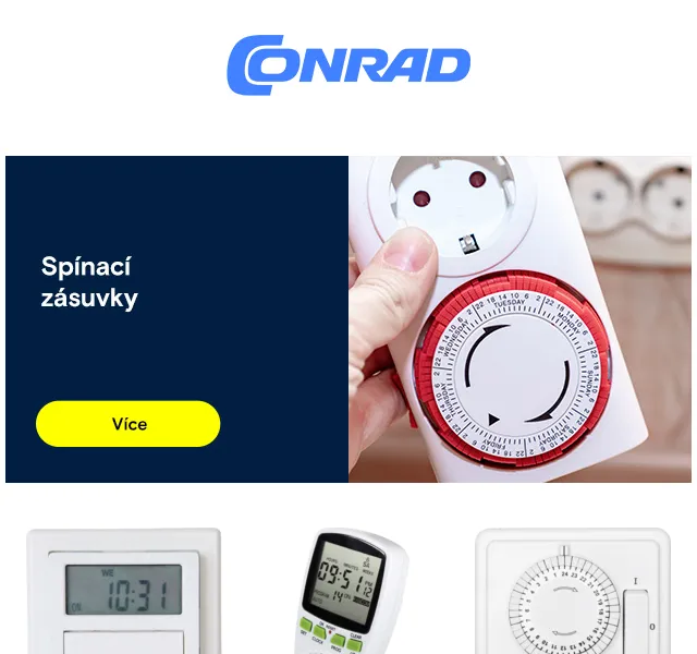 Conrad Electronic: časové spínače a zásuvky od 265 Kč – červen 2026 | Nuslet.cz