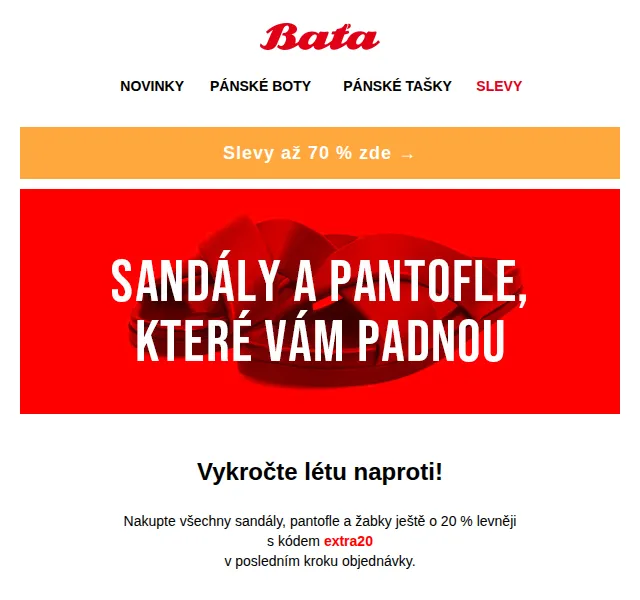 Baťa: Mega slevy až 70 % + extra 20 % – červen 2026 | Nuslet.cz