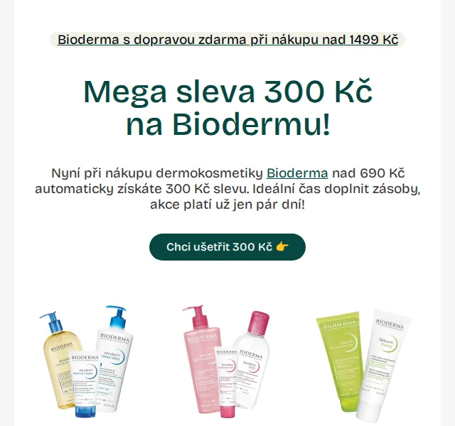Pilulka.cz: Bioderma se slevou 300 Kč – červen 2026 | Nuslet.cz
