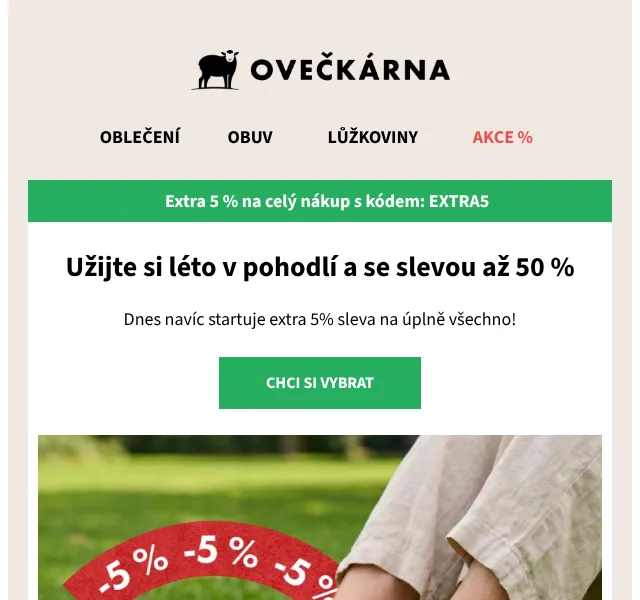 Ovečkárna: Letní obuv až -50 % + extra 5 % – červenec 2026 | Nuslet.cz