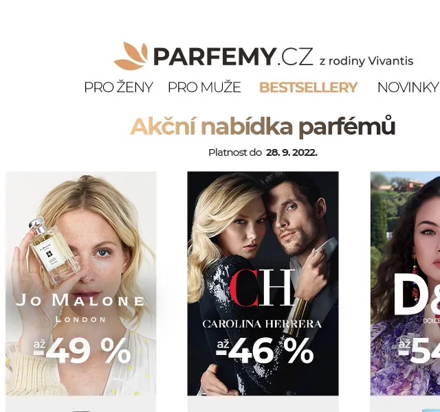 Parfemy.cz: Dolce & Gabbana až -54 %, Carolina Herrera až -46 % a Jo Malone až -49 % – červen 2026 | Nuslet.cz