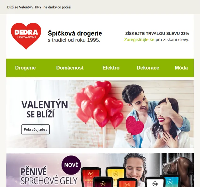 DEDRA INNOVATIONS: Trvalá sleva 23% na drogerii – červen 2026 | Nuslet.cz