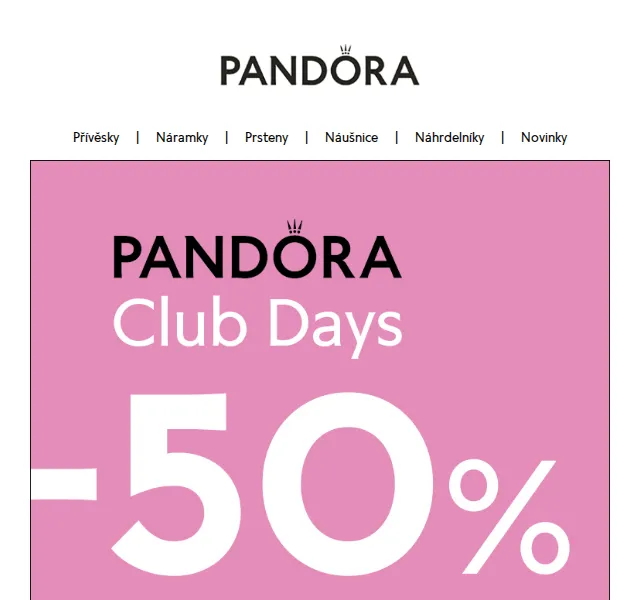 Pandora: -50 % na druhý produkt při Pandora Club dnech – říjen 2022 | Nuslet.cz