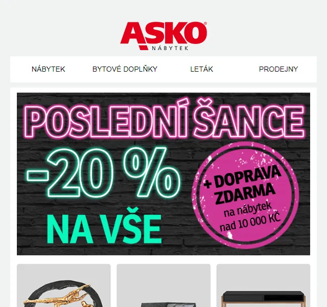Asko Nábytek: -20 % na vše – červen 2026 | Nuslet.cz