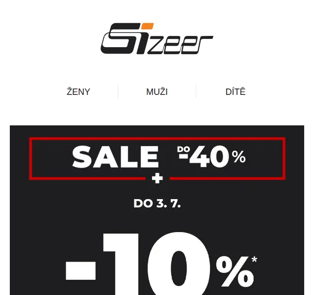 Sizeer: Dodatečných -10 % na nákupy online – červen 2026 | Nuslet.cz