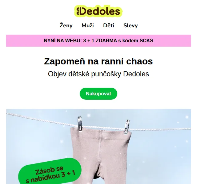 Dedoles.cz: Dětské punčochy 3+1 ZDARMA s kódem – červen 2026 | Nuslet.cz