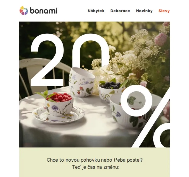 Bonami.cz: Sleva 20 % na nábytek – červen 2026 | Nuslet.cz