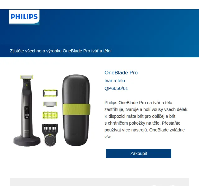 Philips OneBlade Pro QP6650/61 – červen 2026 | Nuslet.cz