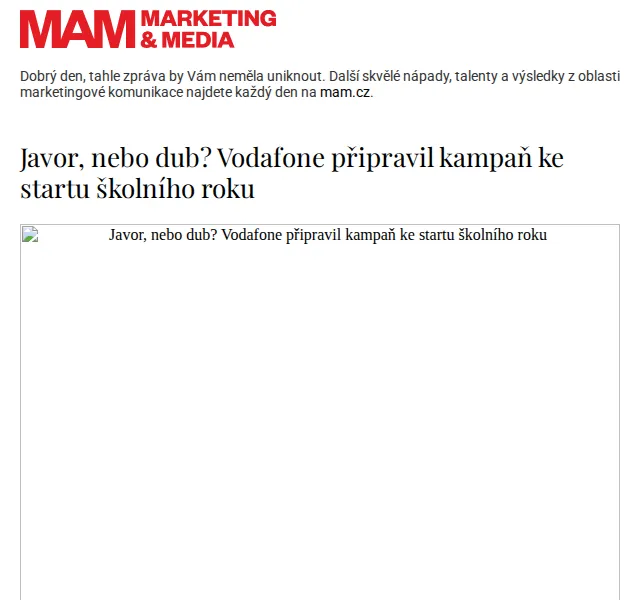 Marketing & Media: Vodafone kampaň k začátku školního roku – červenec 2026 | Nuslet.cz