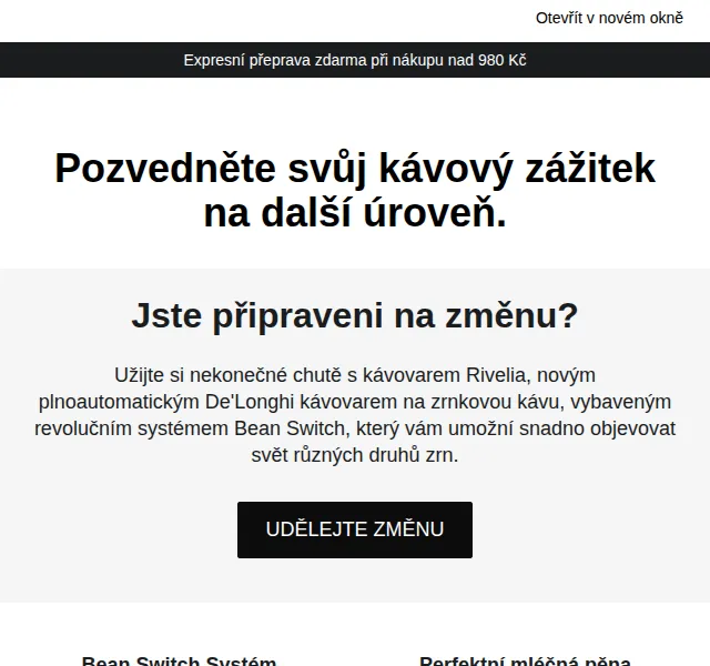 De'Longhi: Kávovar Rivelia s Bean Switch a dárkem 3 000 Kč – červenec 2026 | Nuslet.cz