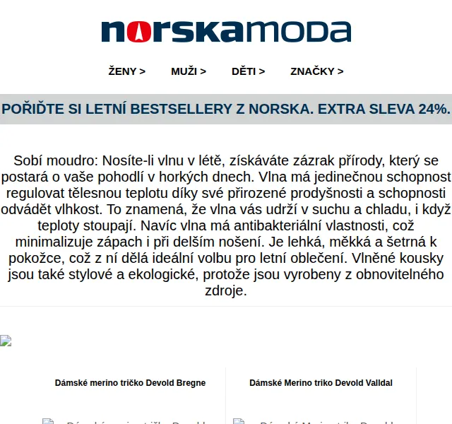 Norskamoda.cz: Letní bestsellery z Norska se slevou až 45 % – červen 2026 | Nuslet.cz