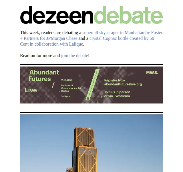 Dezeen Daily: Nová kolekce architektury a designu – červenec 2026 | Nuslet.cz