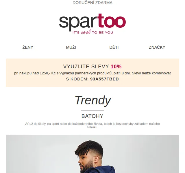 Spartoo: Sleva 10 % a batohy Eastpak, The North Face – červen 2026 | Nuslet.cz