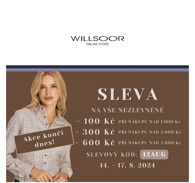 Košile Willsoor: Sleva až 600 Kč – srpen 2026 | Nuslet.cz