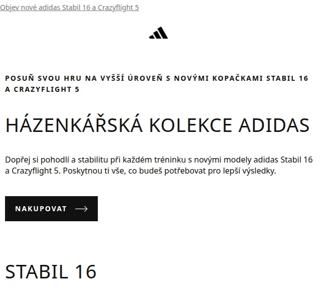 Adidas: nová házenkářská kolekce Stabil 16 a Crazyflight 5 – červen 2026 | Nuslet.cz