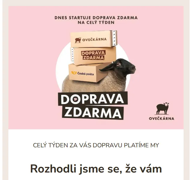 Ovečkárna: Doprava zdarma od 499 Kč – červen 2026 | Nuslet.cz