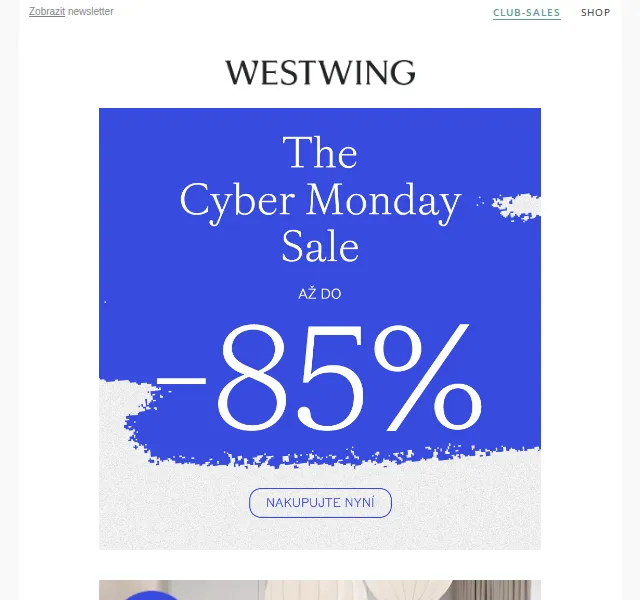 Westwing: Cyber Monday outlet až -85 % – červen 2026 | Nuslet.cz
