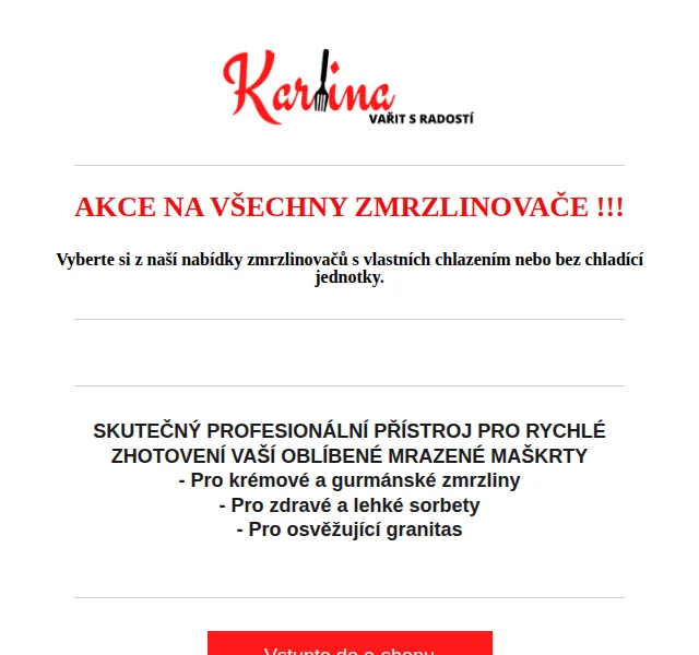Karlina CZ: akce na zmrzlinovače – červen 2026 | Nuslet.cz
