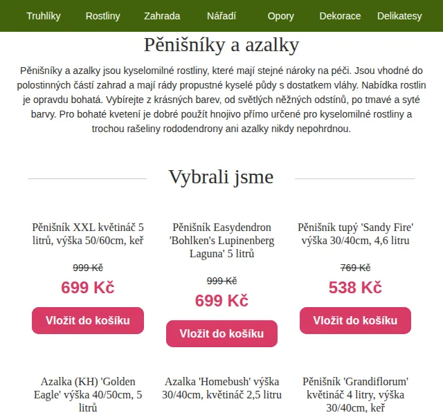 Truhlíkov.cz: Letní akce pěnišníky a azalky -30% – červen 2026 | Nuslet.cz