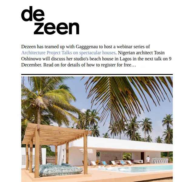 Dezeen Daily: Bezplatný webinář Coral Pavilion – prosinec 2026 | Nuslet.cz