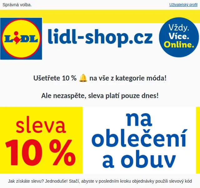 Lidl: Sleva 10 % na módu – prosinec 2026 | Nuslet.cz