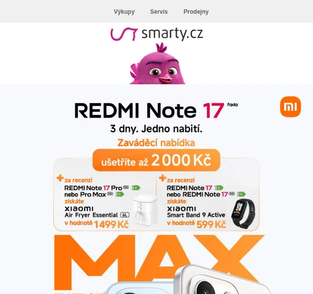 Smarty.cz: Xiaomi Redmi Note 17 sleva až 22 % – září 2026