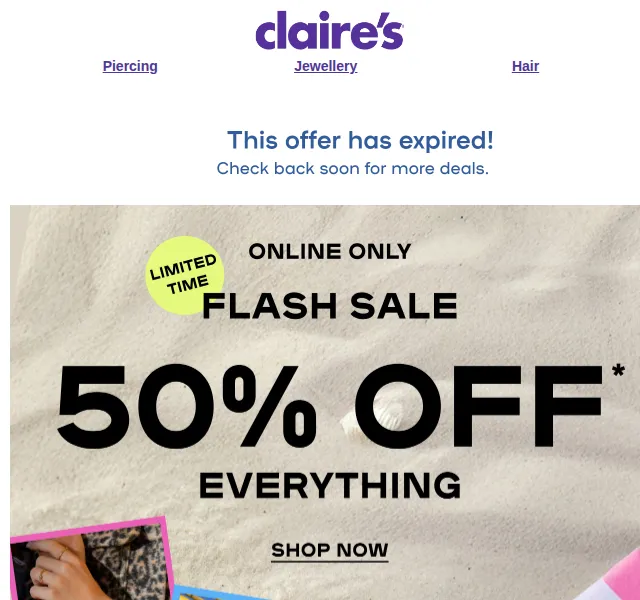 Claire's: Flash sleva 50 % na vše – červen 2026 | Nuslet.cz