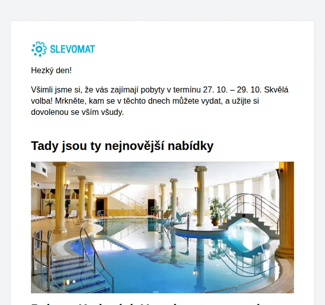 Slevomat: Pobyty a wellness – 27. 10. – 29. 10. červen 2026 | Nuslet.cz