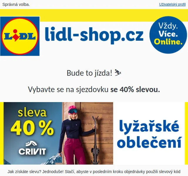 Lidl: 40% sleva na lyžařské oblečení – listopad 2023 | Nuslet.cz