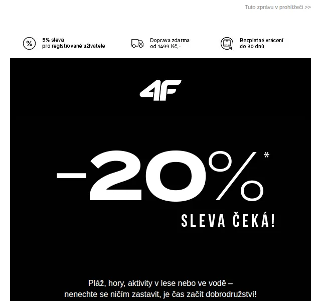 4Fstore.cz: Letní sleva -20 % na vše – červenec 2026 | Nuslet.cz