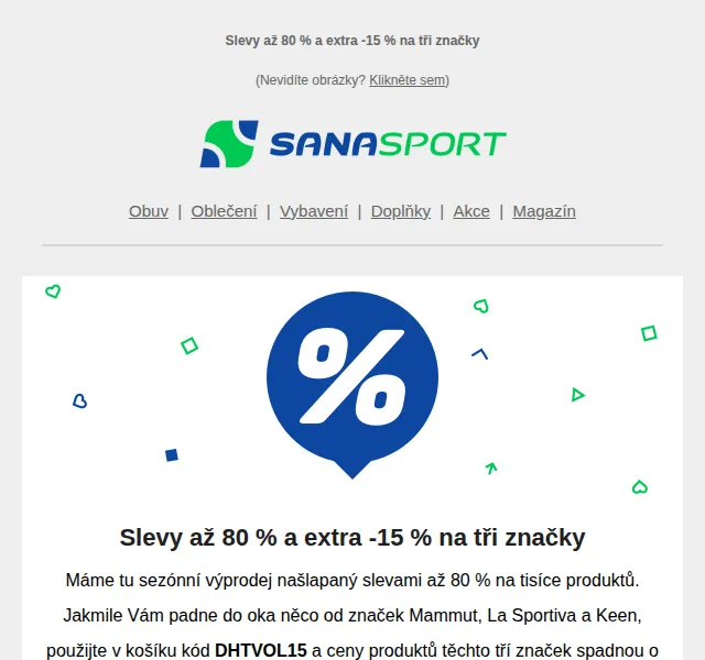 Sanasport: Sezónní výprodej se slevami až 80 % – červen 2026 | Nuslet.cz