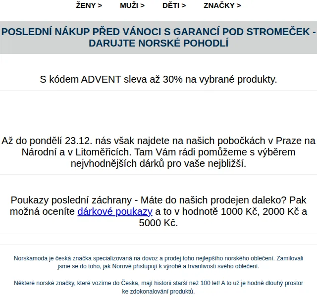 Norskamoda.cz: Vánoční sleva až 30 % – červen 2026 | Nuslet.cz