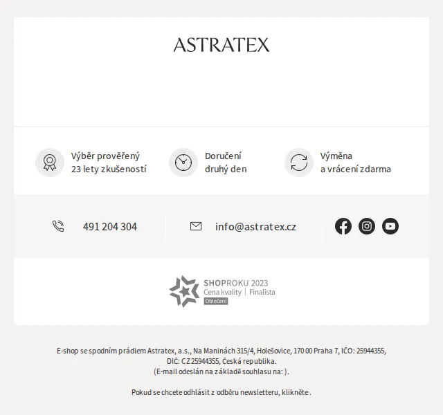 Astratex: 20% sleva na podprsenky s dopravou zdarma – červen 2026 | Nuslet.cz