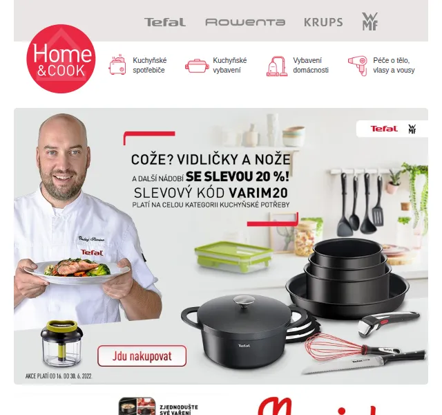 Home & Cook: Nádobí Tefal se slevou 20 % – červen 2026 | Nuslet.cz
